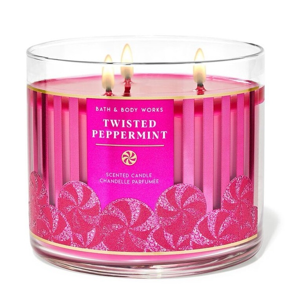 Bath & Body Works 2024 Twisted Peppermint 3-Wick Candle - Picture 1 of 5